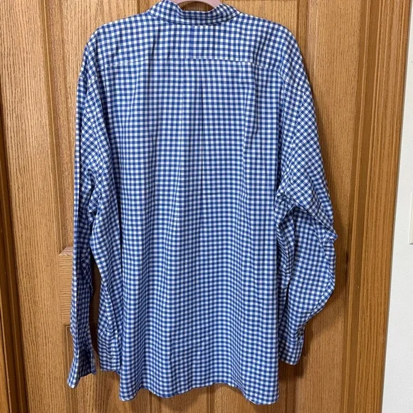 Ralph Lauren Blue and White Gingham Button Down Shirt Big & Tall 3XB 3XL - Picture 5 of 6